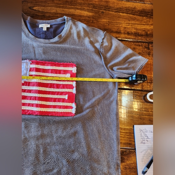 NWOT Sage & Fig Washed Grey Top w/USA Flag design.  Size - L - Picture 4 of 8